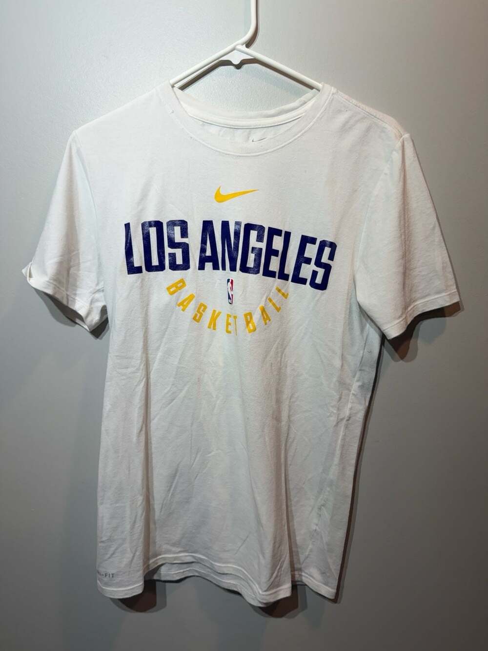Nike Los Angeles Lakers NBA Dri-Fit White Graphic T-Shirt Men's Size S